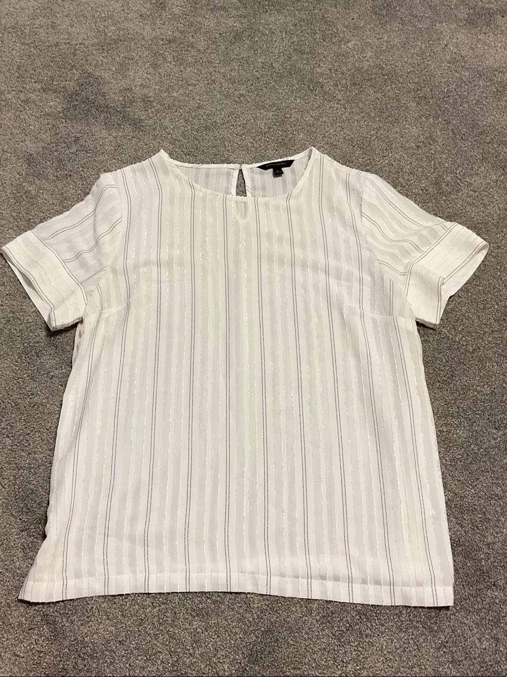 Banana Republic White Striped Short-Sleeve Blouse